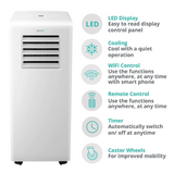 EcoAir 6-in-1 Portable Air Conditioner 9000 BTU with Smart App & Remote Control. Powerful Energy Saving Air Conditioning with Energy Efficiency Rating Class A | Free Window Seal Kit | Crystal MK2