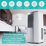 Portable Air Conditioner with Carbon Filter | 5-in-1 Cool Heat Dehumidifier Fan | FREE Window Seal & Window Kit | Apollo MK2 12k BTU